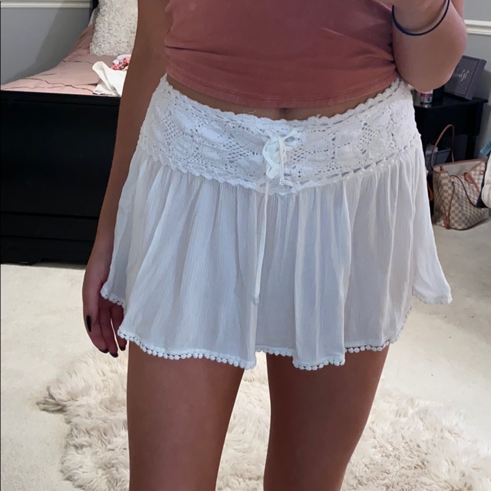 White mini skirt